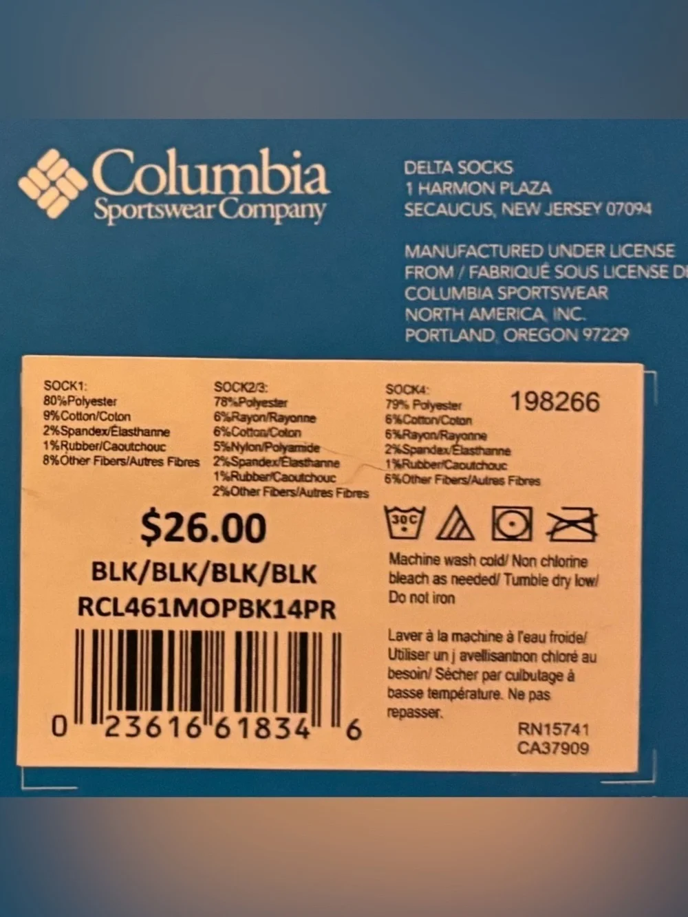 NWT men’s Columbia Box of Socks 4 pairs sz 6-12